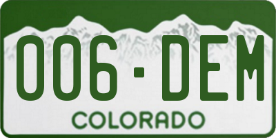 CO license plate 006DEM