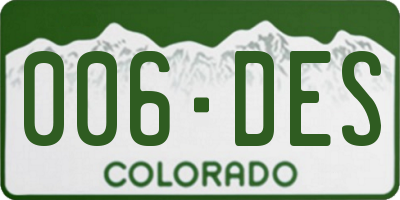 CO license plate 006DES