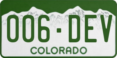 CO license plate 006DEV