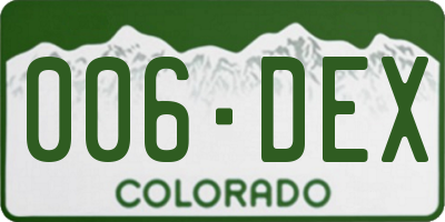 CO license plate 006DEX