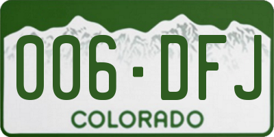 CO license plate 006DFJ