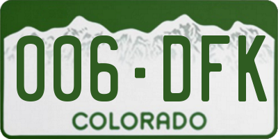CO license plate 006DFK