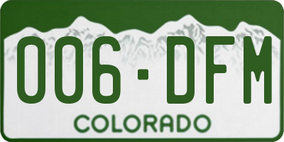 CO license plate 006DFM