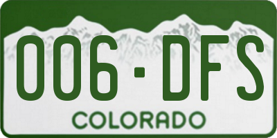 CO license plate 006DFS