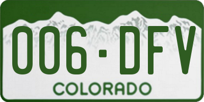 CO license plate 006DFV