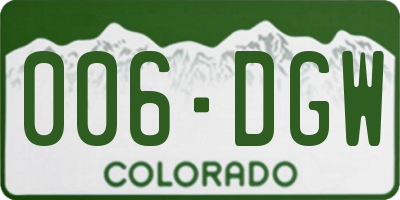 CO license plate 006DGW