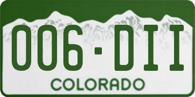 CO license plate 006DII
