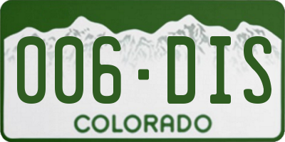 CO license plate 006DIS