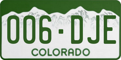 CO license plate 006DJE