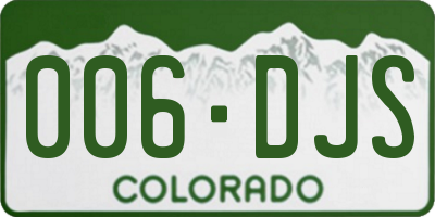 CO license plate 006DJS