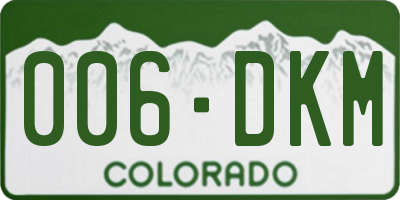 CO license plate 006DKM