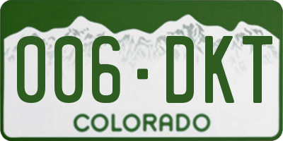 CO license plate 006DKT