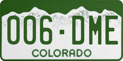 CO license plate 006DME
