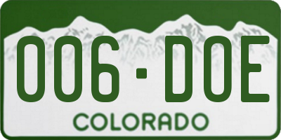CO license plate 006DOE