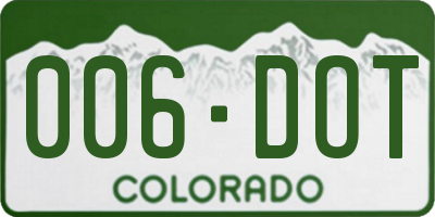 CO license plate 006DOT