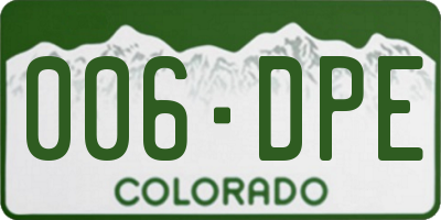 CO license plate 006DPE