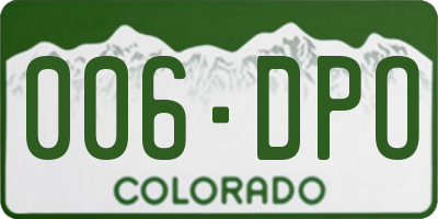 CO license plate 006DPO