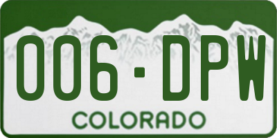 CO license plate 006DPW
