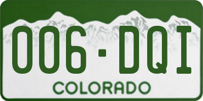 CO license plate 006DQI
