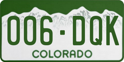 CO license plate 006DQK
