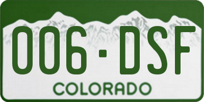 CO license plate 006DSF