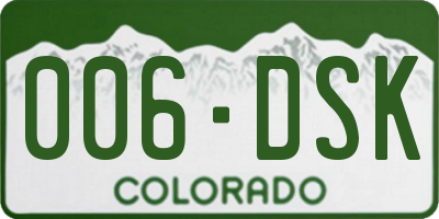 CO license plate 006DSK