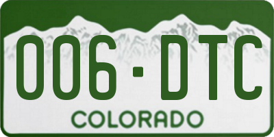CO license plate 006DTC