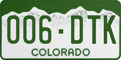 CO license plate 006DTK