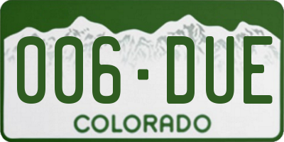 CO license plate 006DUE