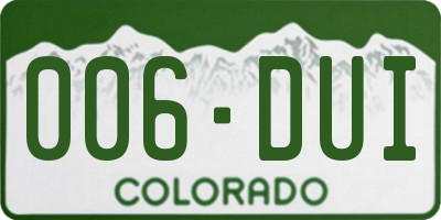 CO license plate 006DUI