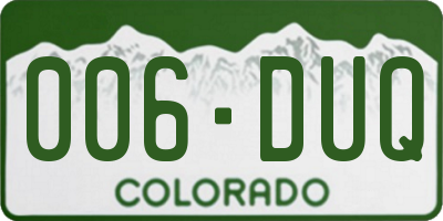 CO license plate 006DUQ