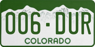 CO license plate 006DUR