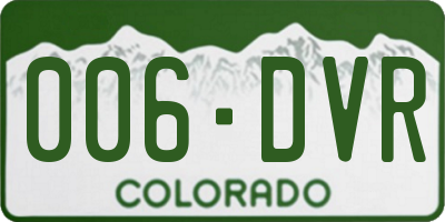 CO license plate 006DVR