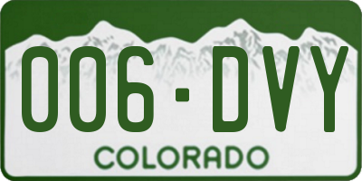 CO license plate 006DVY