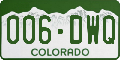 CO license plate 006DWQ