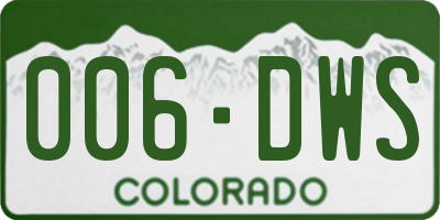 CO license plate 006DWS