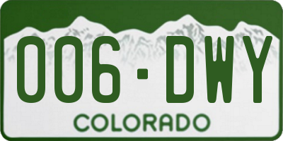 CO license plate 006DWY