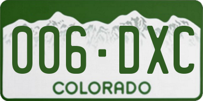 CO license plate 006DXC