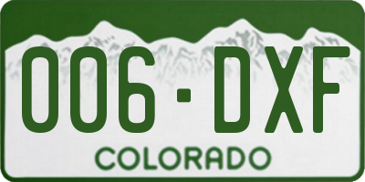 CO license plate 006DXF
