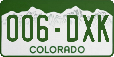 CO license plate 006DXK
