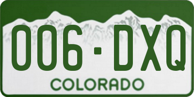 CO license plate 006DXQ