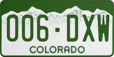 CO license plate 006DXW