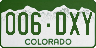 CO license plate 006DXY