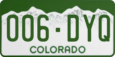 CO license plate 006DYQ