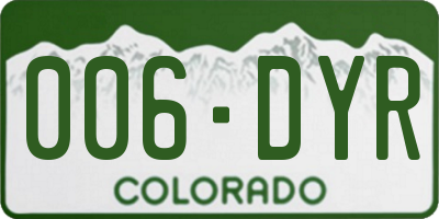 CO license plate 006DYR