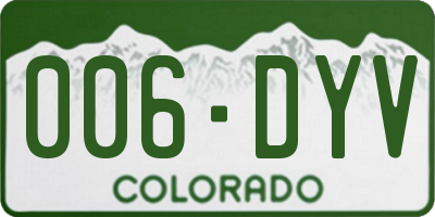 CO license plate 006DYV