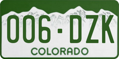 CO license plate 006DZK