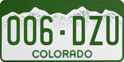 CO license plate 006DZU
