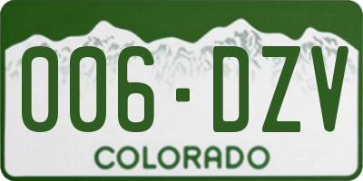 CO license plate 006DZV