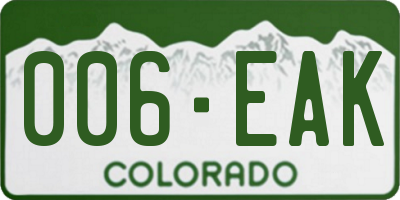 CO license plate 006EAK